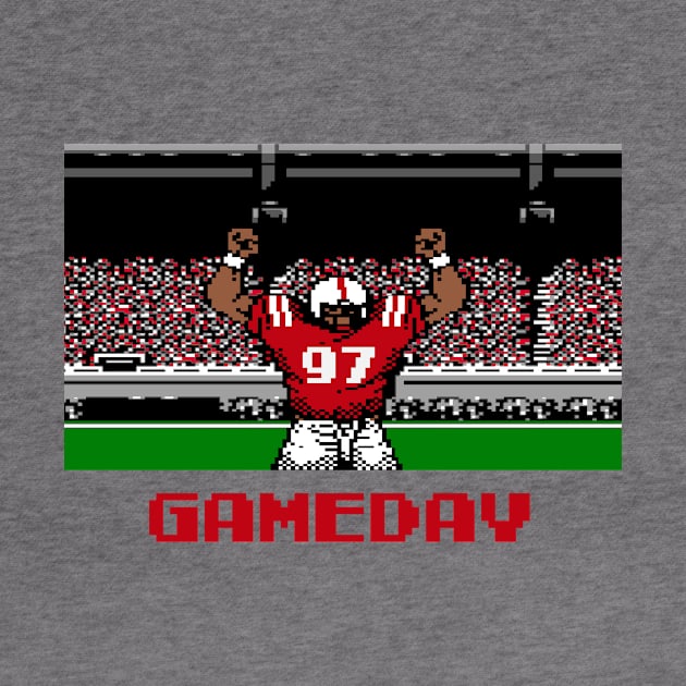 Red and White Football Gameday Retro 8 Bit Linebacker by SLAG_Creative